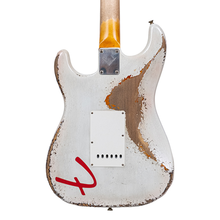Fender Custom Shop Masterbuilt Andy Hicks 1961 Stratocaster Heavy Relic Olympic White Over 3 Ton Sunburst Elektro Gitar